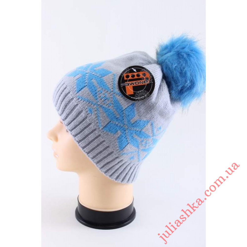 1327 PAWONEX(52-56р.зимняя вязаная шапка)