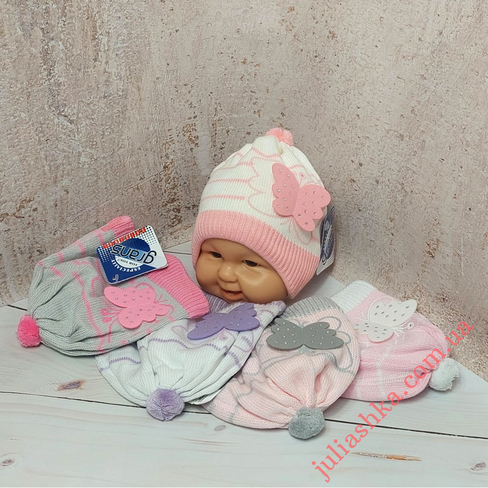 ku266 хлопок GRANS(38-44р.вязаная детская шапка)