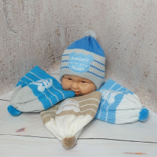 N109 хлопок GRANS(36-38р.вязаная шапка для новорожденных)